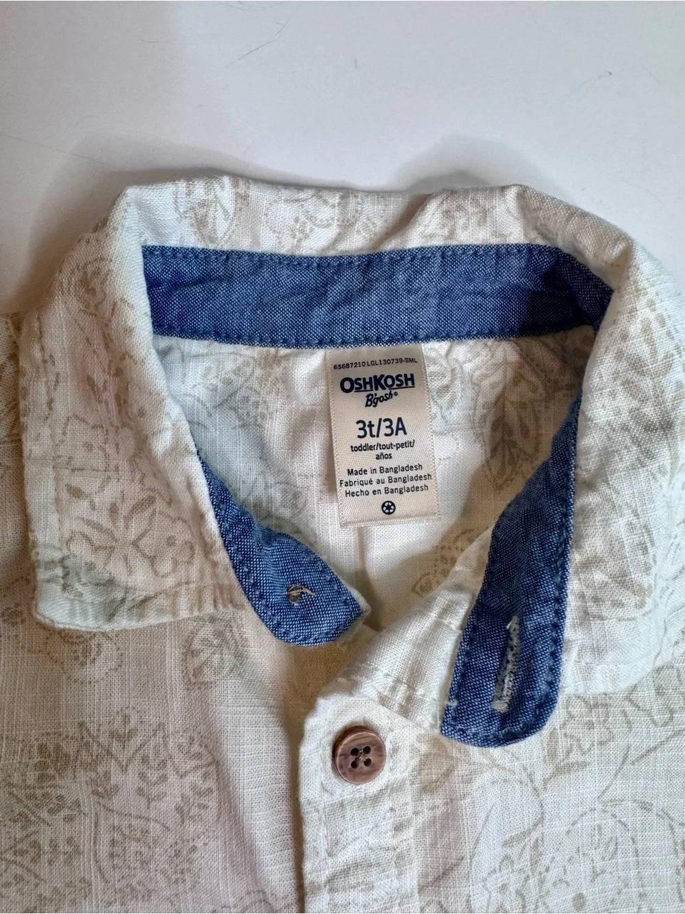 OshKosh B’gosh Boys 2-Piece Outfit Set Button-Up Shirt & Pull-On Shorts Size 3T